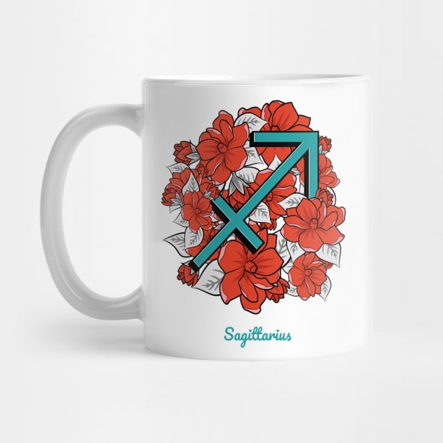 Floral Zodiac Sign Sagittarius Gift Women Men by teeleoshirts